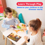 Interactive Dino Sound Book with 12 Dino Figures & Water Doodle Pen Educational Toy Set for Kids 3+