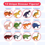 Interactive Dino Sound Book with 12 Dino Figures & Water Doodle Pen Educational Toy Set for Kids 3+