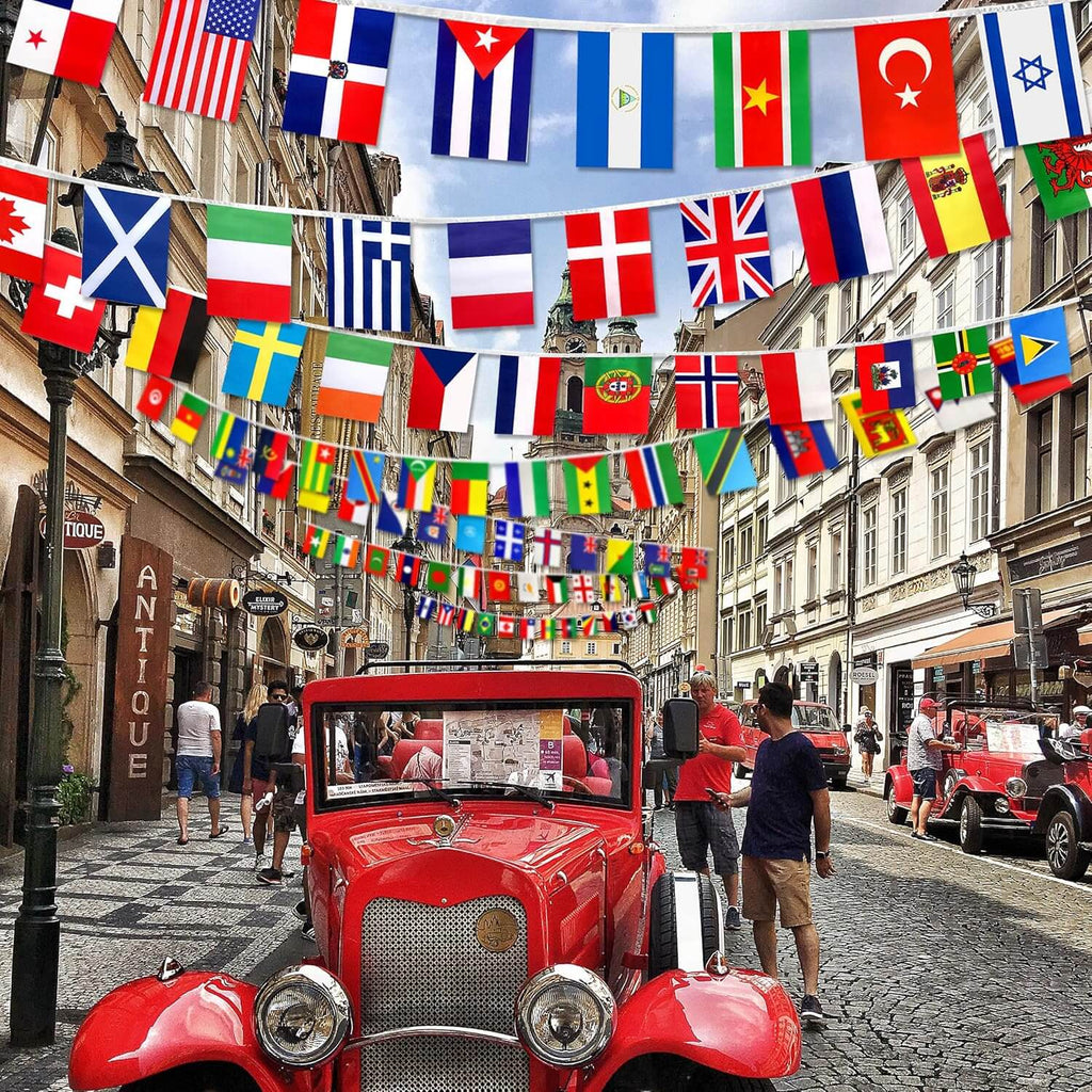 International String Flags 8.3" x 5.5" World Flag Banner with Fade-Resistant Fabric for Sports Decoration