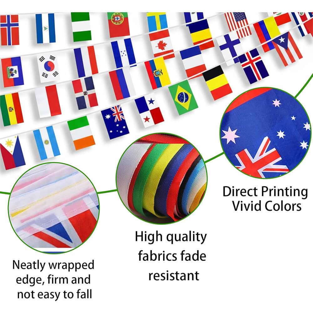 International String Flags 8.3" x 5.5" World Flag Banner with Fade-Resistant Fabric for Sports Decoration