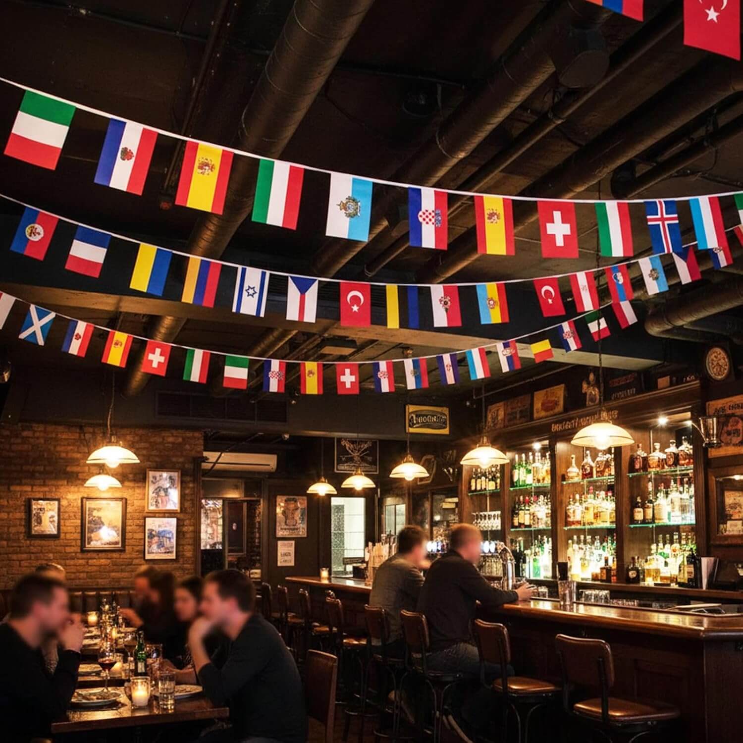 International String Flags 8.3" x 5.5" World Flag Banner with Fade-Resistant Fabric for Sports Decoration