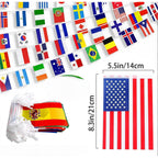 International String Flags 8.3" x 5.5" World Flag Banner with Fade-Resistant Fabric for Sports Decoration