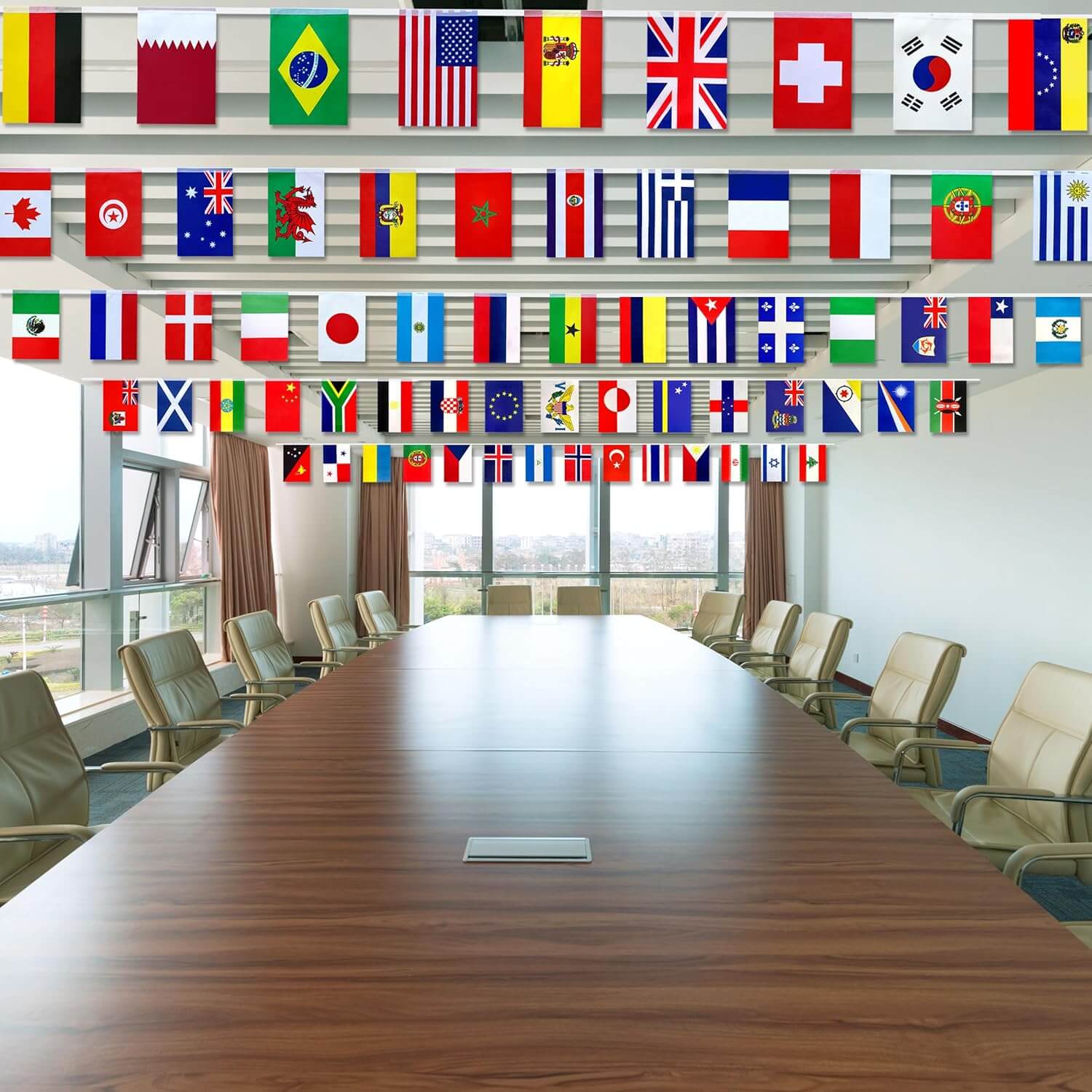 International String Flags 8.3" x 5.5" World Flag Banner with Fade-Resistant Fabric for Sports Decoration