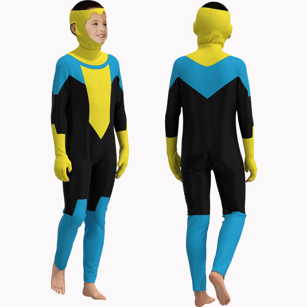 Omni-Man Cosplay Costume Kids Omni-Man Mark Atom Eve Outfit with Cape for Boys Girls