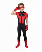 Hero Costume Red Warrior Jumpsuit with Matching Eye Mask and Gloves Suit for Comic-Con
