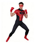 Hero Costume Red Warrior Jumpsuit with Matching Eye Mask and Gloves Suit for Comic-Con
