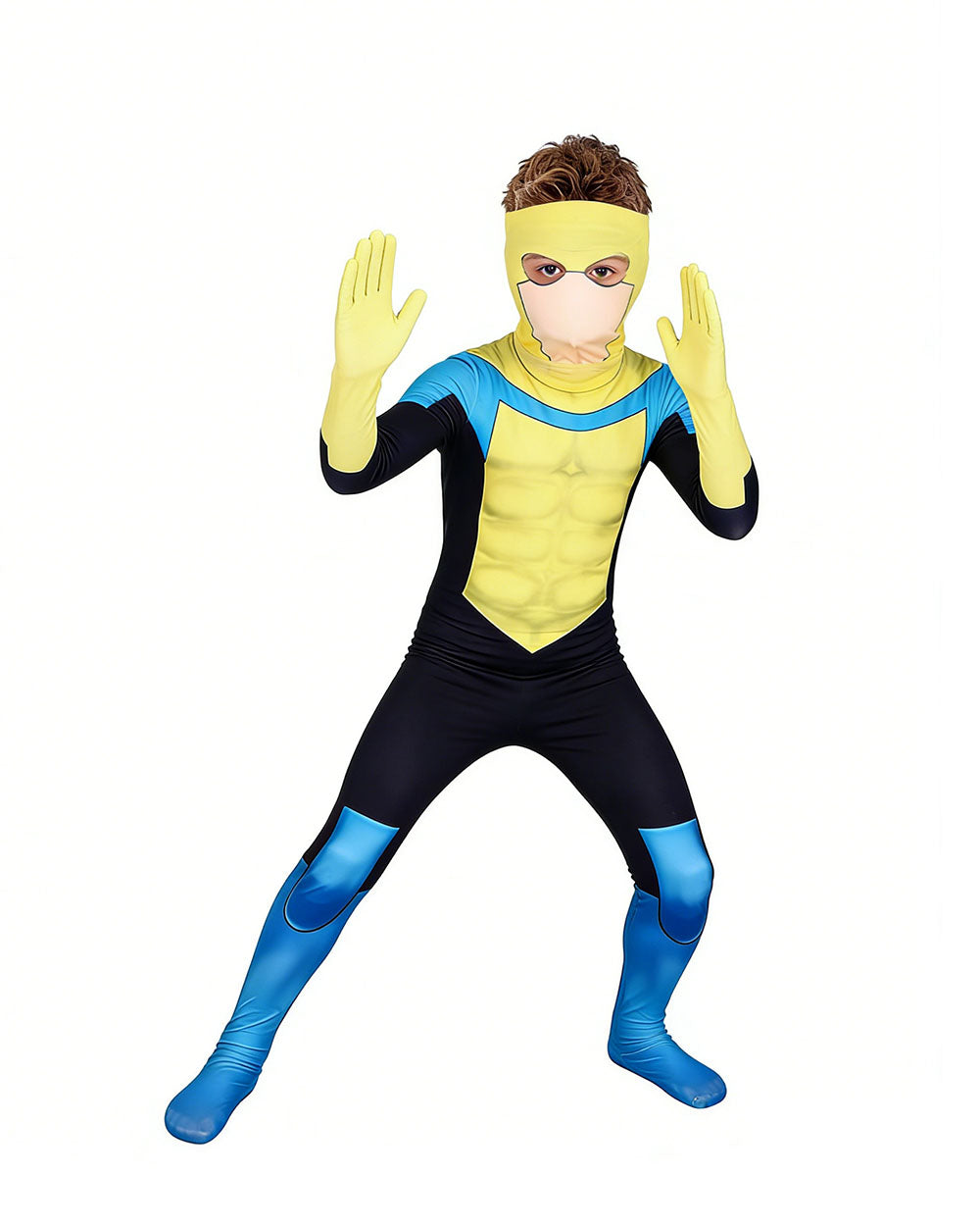 Super Hero Cosplay Costume Jumpsuit with Cape and Mask for Comic Con Party