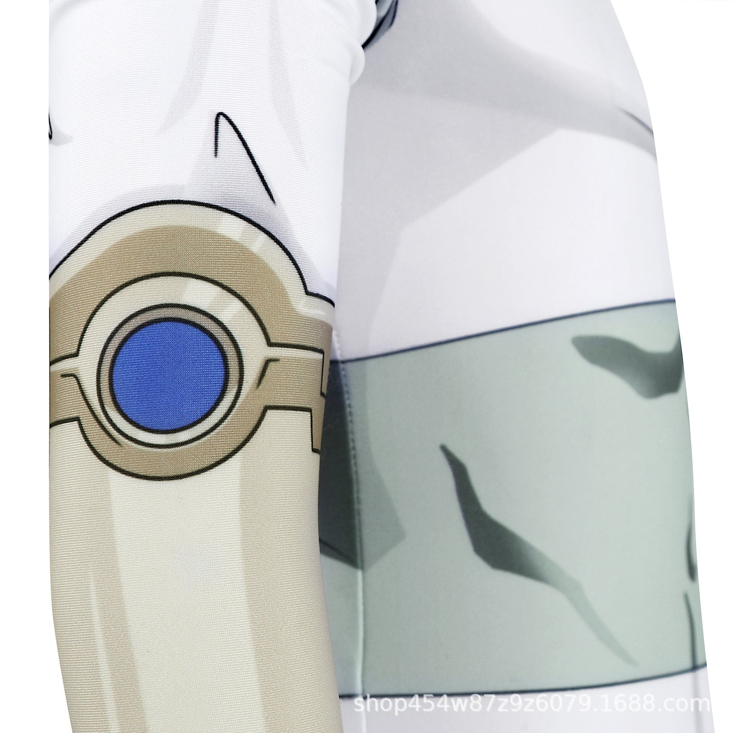 Viltrumite Costume White Warrior Muscle Print Bodysuit with Loincloth and Waist Bag for Roleplay