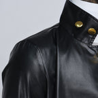 JJBA Cosplay Costume Black Unisex Qtaro PU Leather Long Coat Pants Outfit