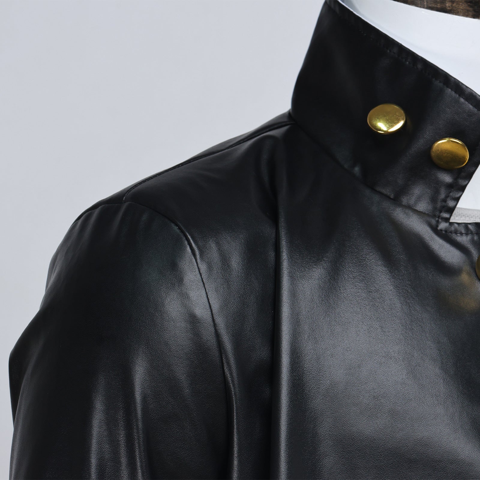 JJBA Cosplay Costume Black Unisex Qtaro PU Leather Long Coat Pants Outfit