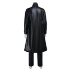 JJBA Cosplay Costume Black Unisex Qtaro PU Leather Long Coat Pants Outfit