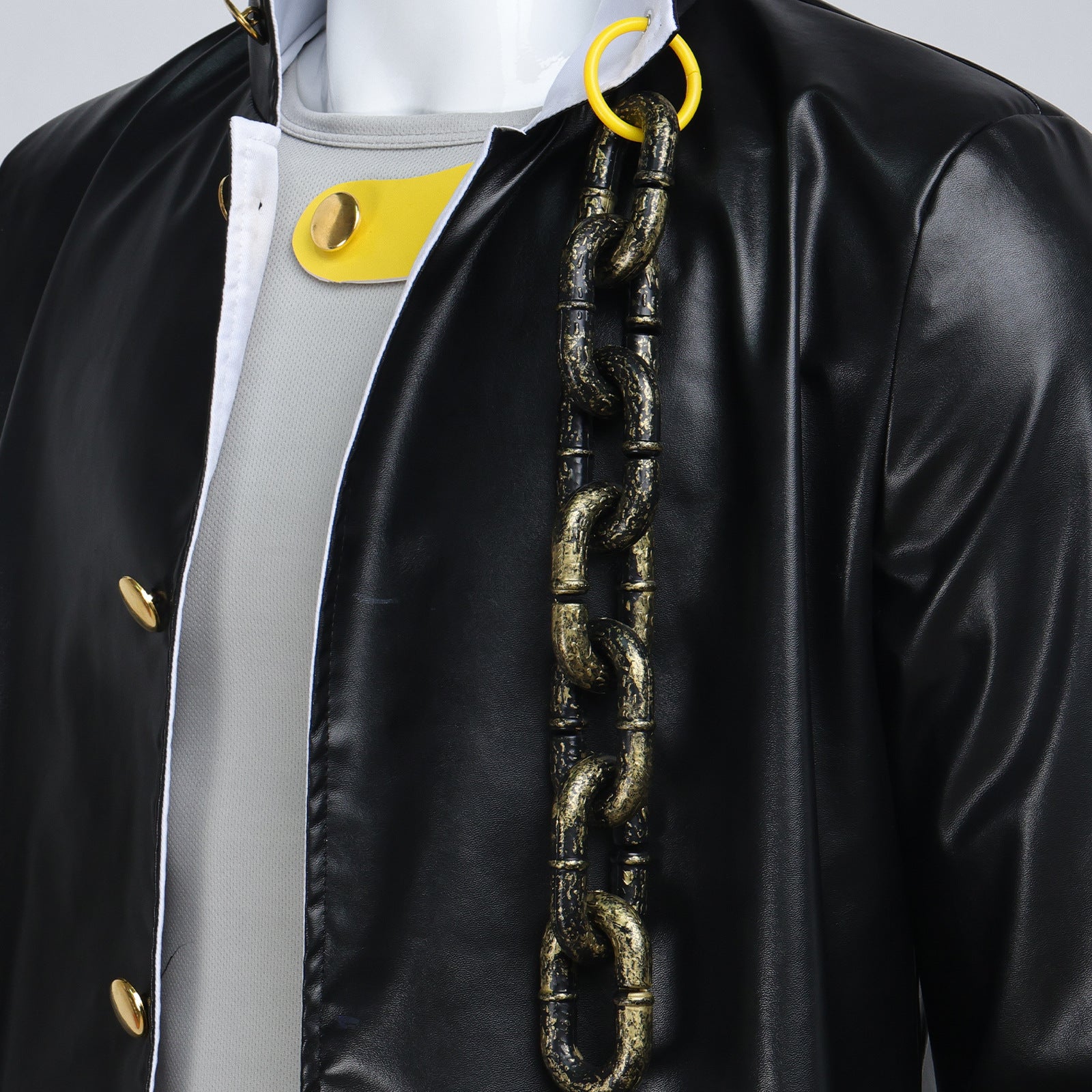 JJBA Cosplay Costume Black Unisex Qtaro PU Leather Long Coat Pants Outfit
