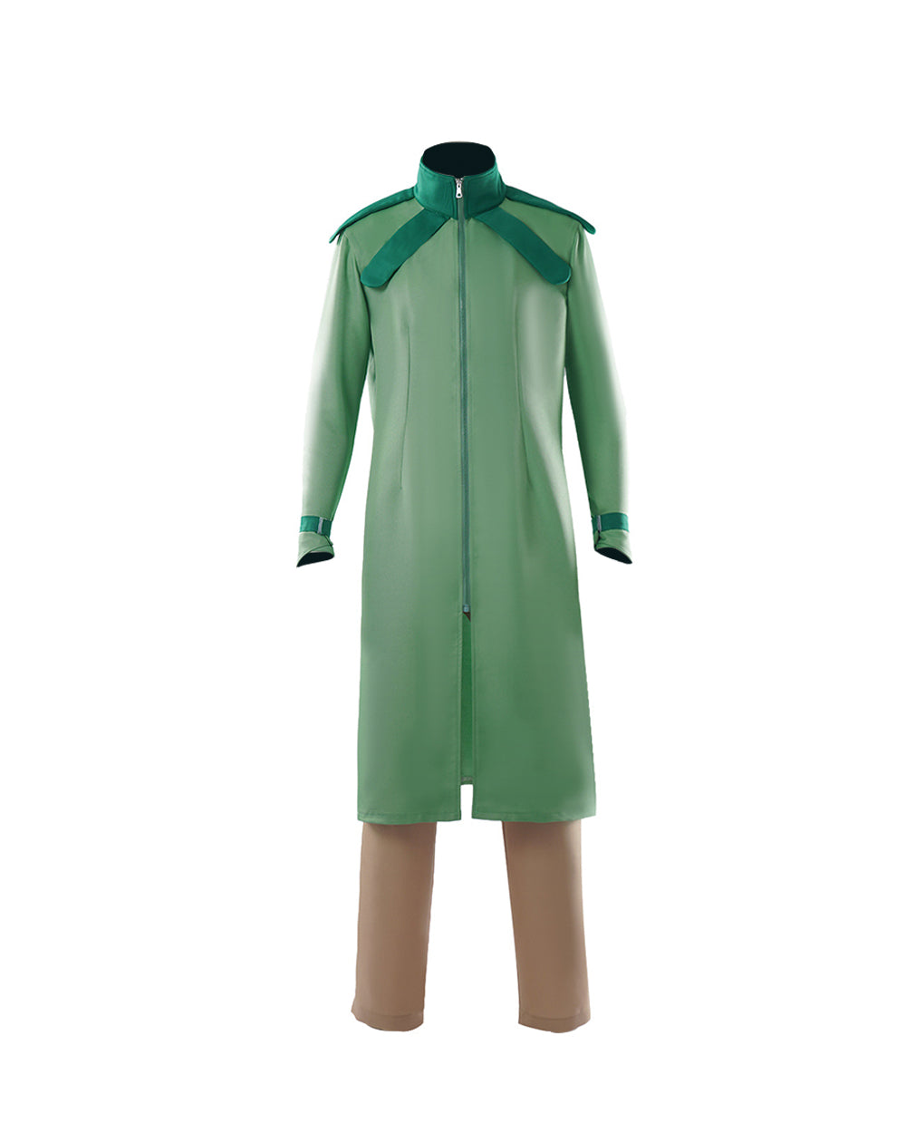 JJBA Race Coordinator Outfit Long Green Trench Coat with Pants for Anime Fans Cosplay