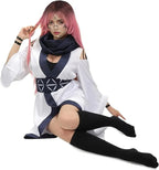 White Fem Sukuna Kimono Dress Belt and Scarf Full Set for Themed Party