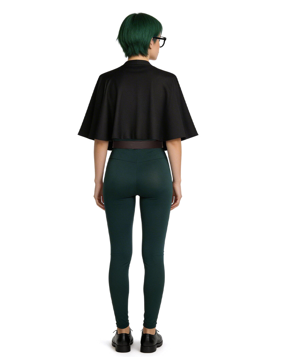 Maki Costume Dark Green Sorceress Outfit Jumpsuit with Black Cape and Belt