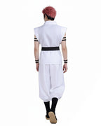 Sukuna Sleeveless Kimono Set White Combat Uniform Tops Pants Vest with Accessories