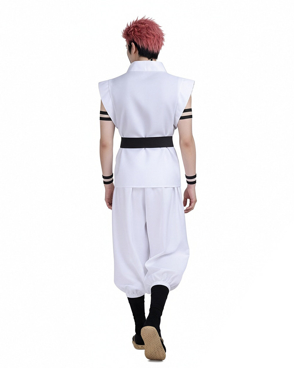 Sukuna Sleeveless Kimono Set White Combat Uniform Tops Pants Vest with Accessories