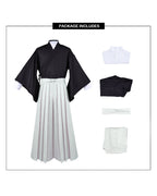 Naoya Costume Black Kimono Outerwear with Pleated Culottes Full Cosplay Set