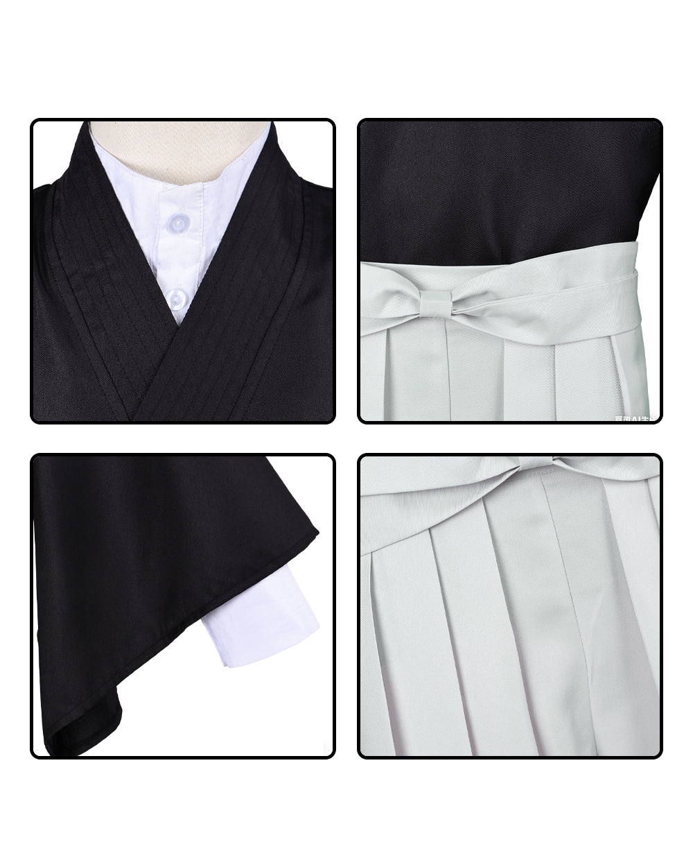 Naoya Costume Black Kimono Outerwear with Pleated Culottes Full Cosplay Set