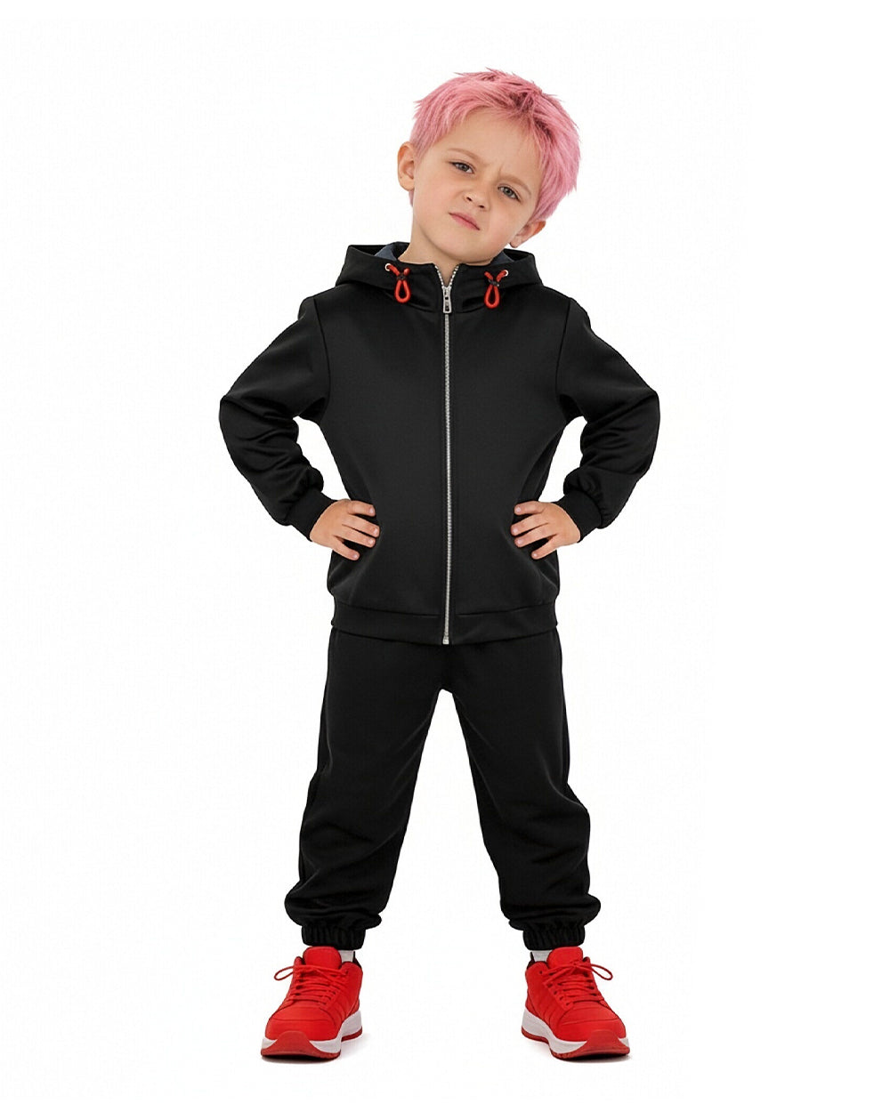 Yuji Tracksuit Black Zip-up Hoodie and Joggers 2pcs Suit for Cosplay Daily Wear