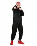 Yuji Tracksuit Black Zip-up Hoodie and Joggers 2pcs Suit for Cosplay Daily Wear