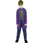 Boys Guason Costume Dark Knight Joker Halloween Outfit Kids Purple Joker Suit