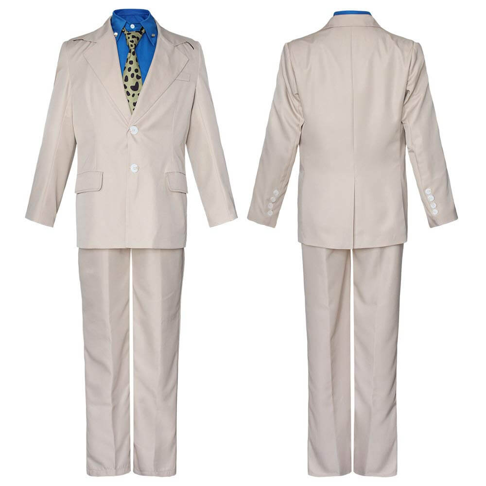 Nanami Costume Sorcerer Suit Set with Blue Shirt Leopard Tie and Leather Shoulder Harness