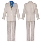Nanami Costume Sorcerer Suit Set with Blue Shirt Leopard Tie and Leather Shoulder Harness