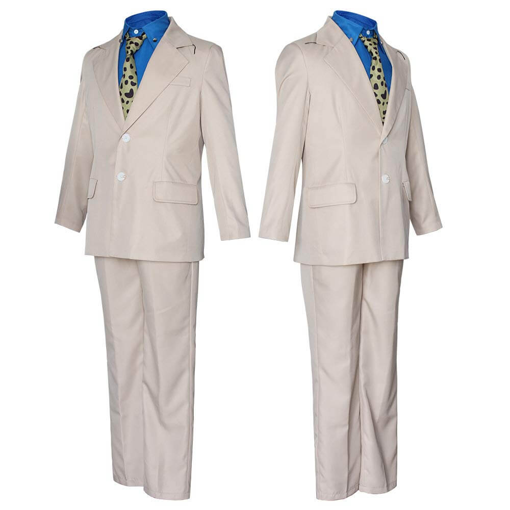Nanami Costume Sorcerer Suit Set with Blue Shirt Leopard Tie and Leather Shoulder Harness