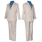 Nanami Costume Sorcerer Suit Set with Blue Shirt Leopard Tie and Leather Shoulder Harness