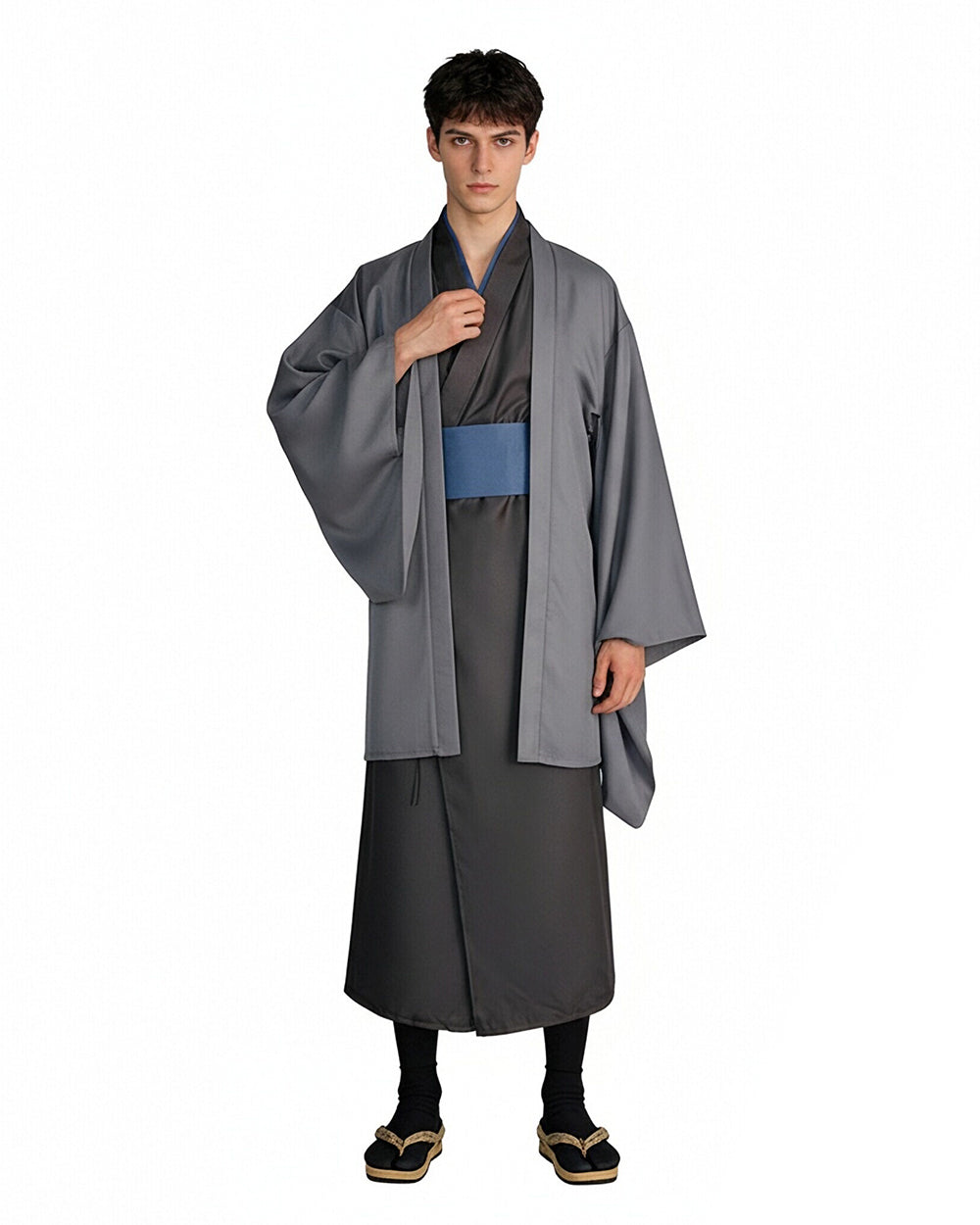 Adult Toji Costume Gray Kimono Sorcerer Killer Cosplay Outfit for Halloween Carnival
