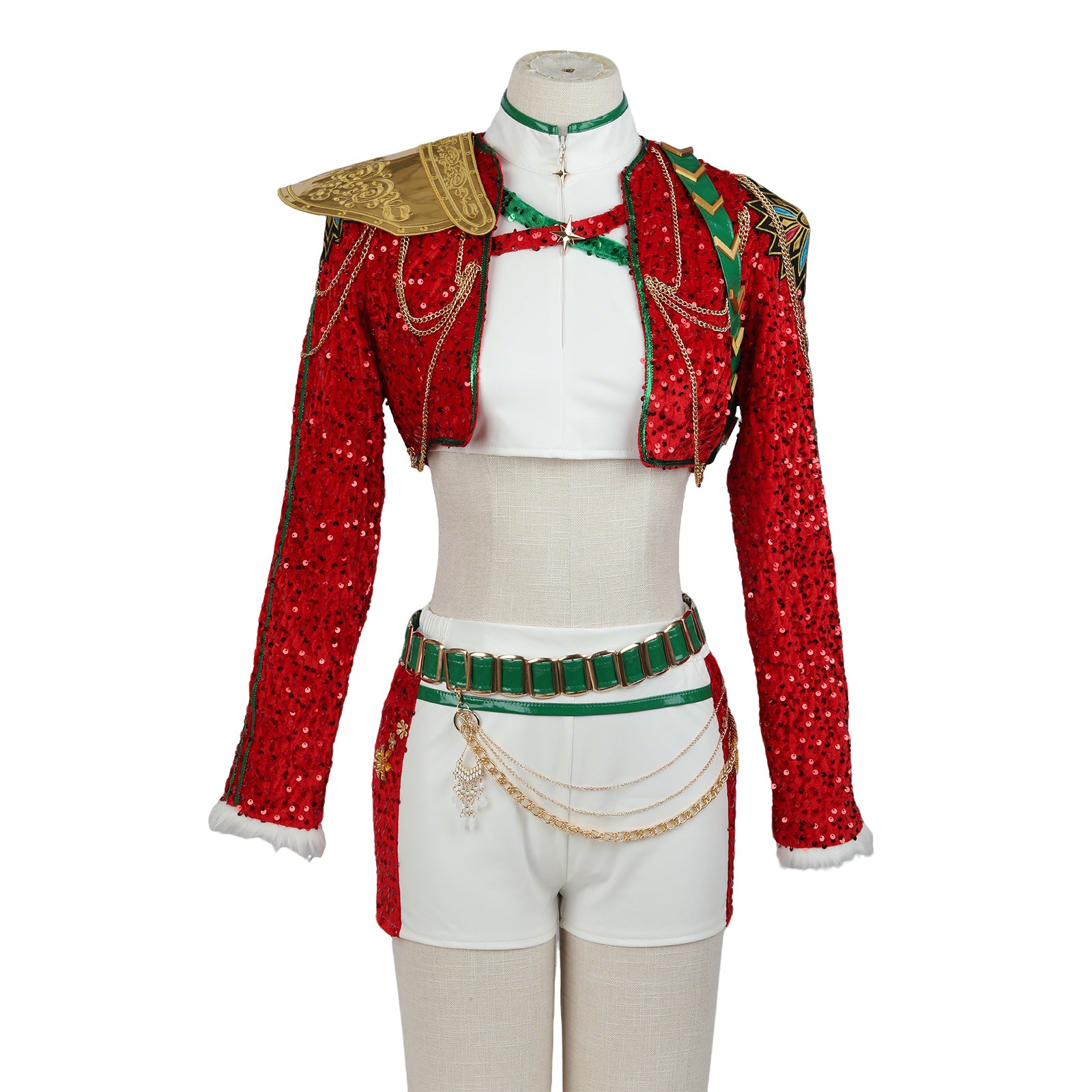 Christmas Pop Star Costume Golden Dance Suit Sequin Party Dress Dress Up Outfit