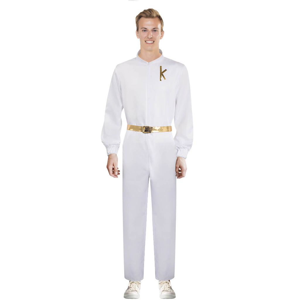 Ken Dancing Halloween Costume White Disco Jumpsuit Ryan Gosling Cosplay Outfit