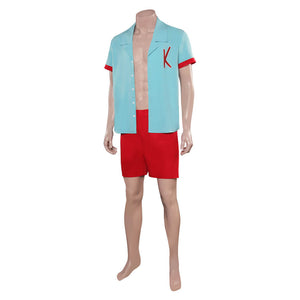 Ryan Gosling Costume Blue Shirt and Red Shorts Suit Men's Beach Vacation Outfit