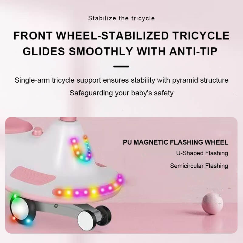 Kids 12V Electric Wiggle Car 360° Sliding Car Dual Anti-rollover with Fashion Light Music