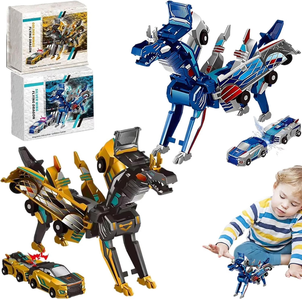 Kids 2in1 Collision Transformer Car Magnetic Cars Transform Into Dinosaur Deformed Car Set
