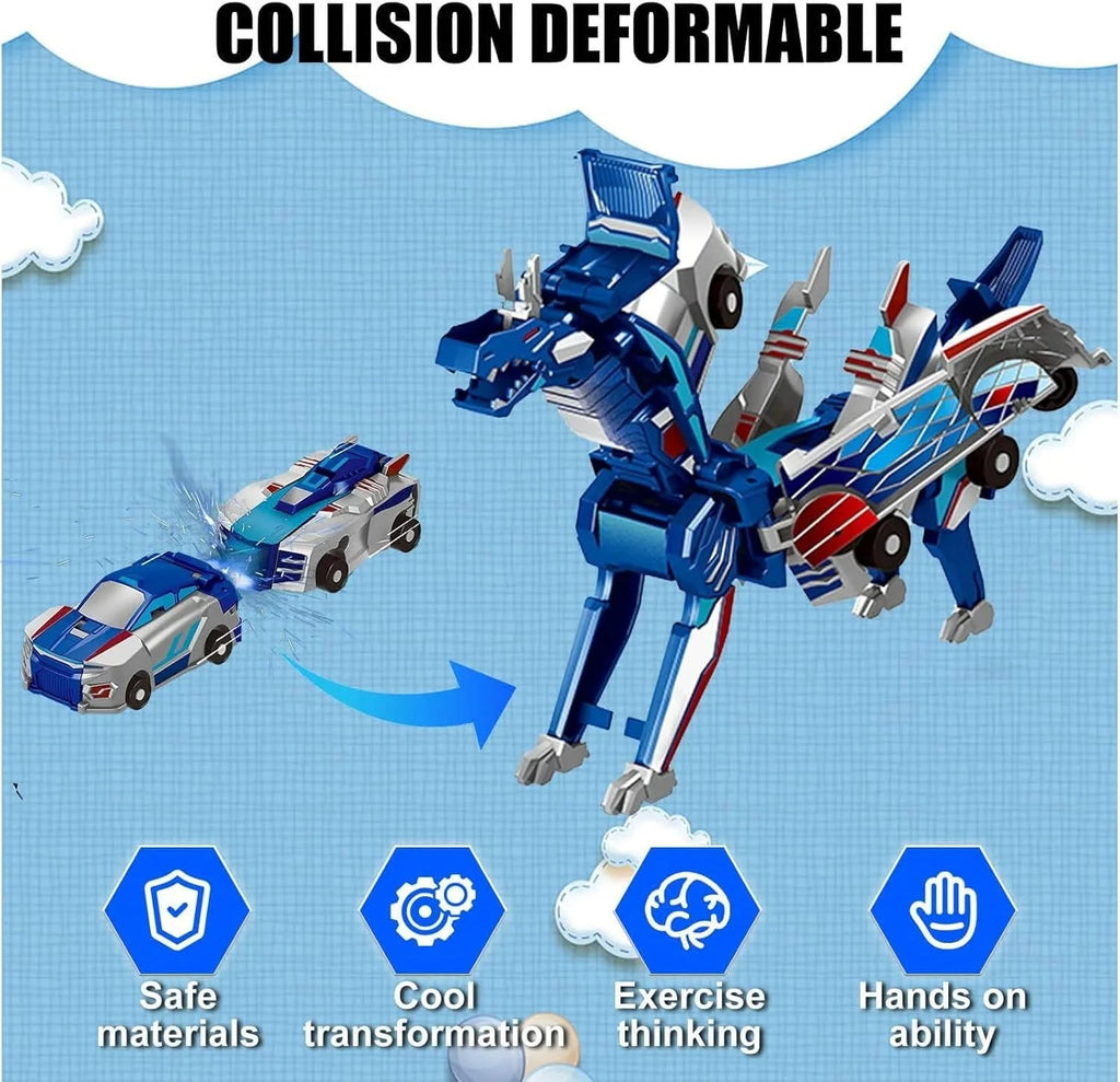 Kids 2in1 Collision Transformer Car Magnetic Cars Transform Into Dinosaur Deformed Car Set