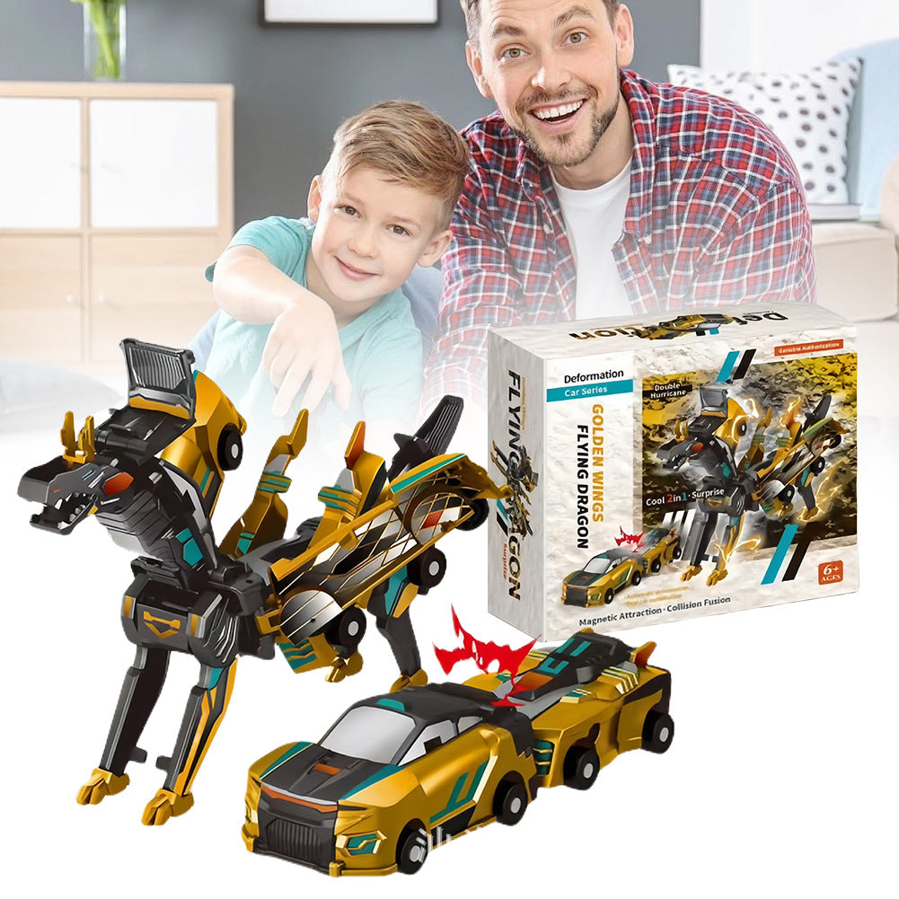 Kids 2in1 Collision Transformer Car Magnetic Cars Transform Into Dinosaur Deformed Car Set