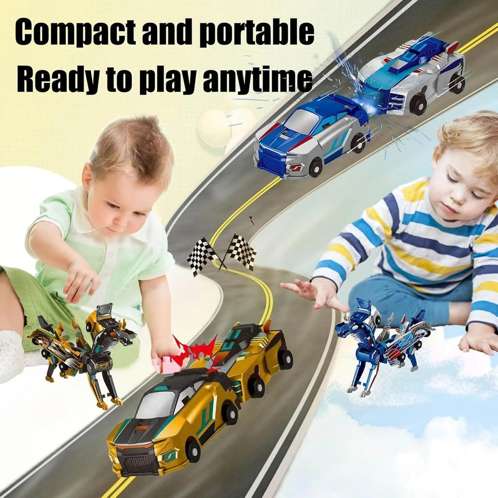 Kids 2in1 Collision Transformer Car Magnetic Cars Transform Into Dinosaur Deformed Car Set
