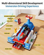 Kids 4-in-1 Ride-On Train Transforming Train Set Multifunctional Storage Toy with Detachable teering Wheel