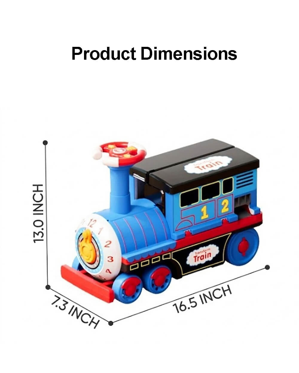 Kids 4-in-1 Ride-On Train Transforming Train Set Multifunctional Storage Toy with Detachable teering Wheel