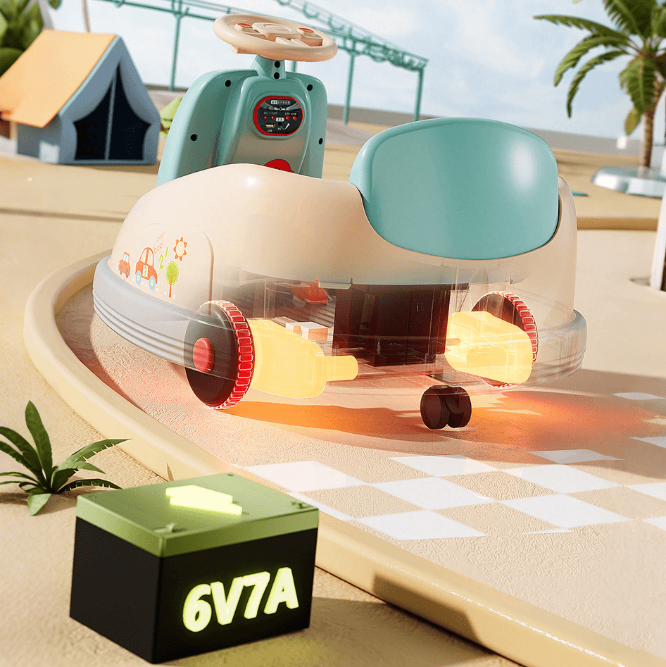 Kids 6V Bumper Cars 360° Spin Ride On Car Battery Power Vehicle with Music Light