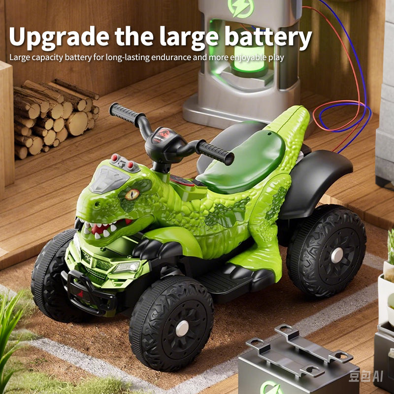 Toddler 12V Dinosaur Ride-on Car 4-wheel Dual Drive ATV Parental Remote Control Electric Car