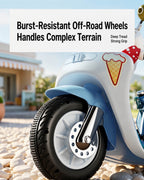 Kids 6V Electric Motorcycle Ride on Ice Cream Car Dual Drive Ride on Toy with Realistic Desserts and Music