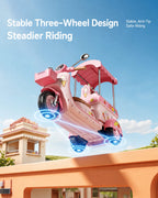 Kids 6V Electric Motorcycle Ride on Ice Cream Car Dual Drive Ride on Toy with Realistic Desserts and Music