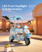 Kids 6V Electric Motorcycle Ride on Ice Cream Car Dual Drive Ride on Toy with Realistic Desserts and Music