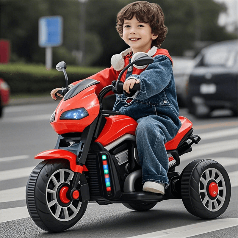 Kids 6V Ride on Car Electric Motorcycle Rechargeable 3-wheeled Car with Music Light