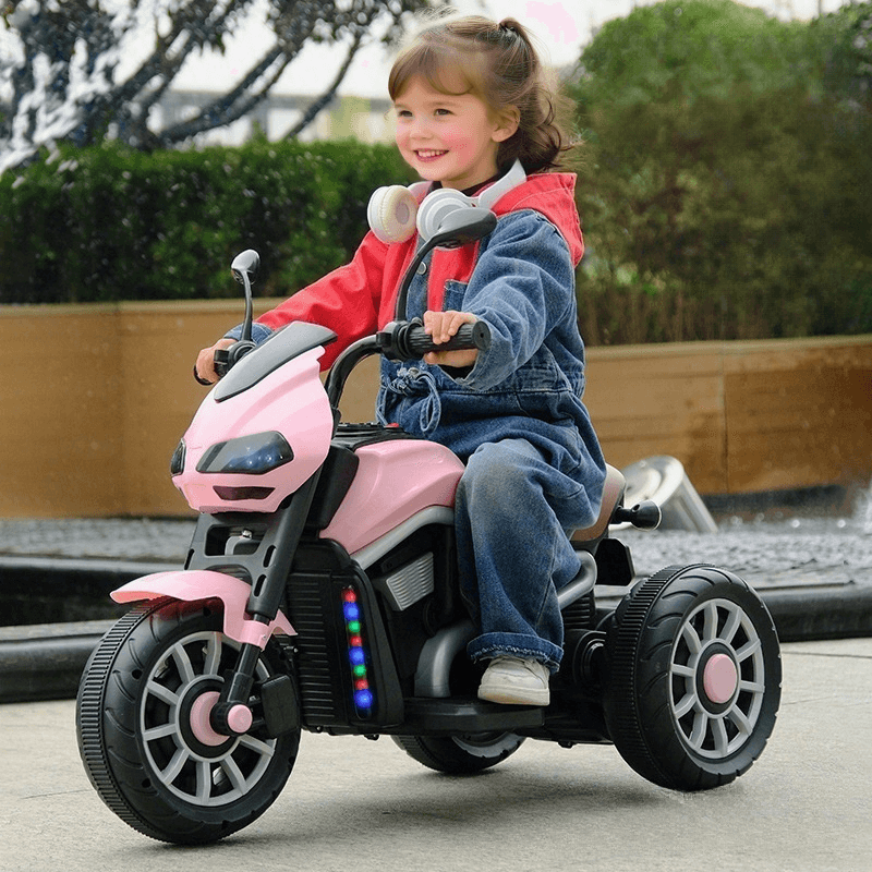 Kids 6V Ride on Car Electric Motorcycle Rechargeable 3-wheeled Car with Music Light
