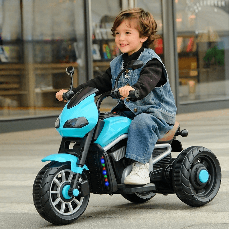 Kids 6V Ride on Car Electric Motorcycle Rechargeable 3-wheeled Car with Music Light