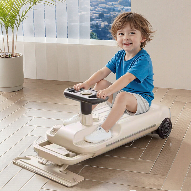 6V Wiggle Car 3 IN 1 Electric Wiggle Car with Floor Cleaning Mop Kids Ride on Car for Indoor Outdoor